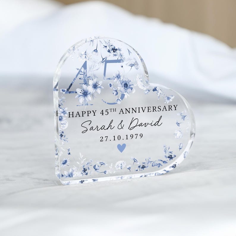 Personalised Sapphire 45th Anniversary Gift, Sapphire Anniversary Plaque, 45th Anniversary Gift for Husband Wife Parents, Anniversary Gifts