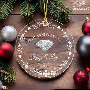 Custom 60th Anniversary Ornament 60th Wedding Anniversary Glass Ornament Christmas Decoration Diamond 60th Ornament Anniversary Keepsake