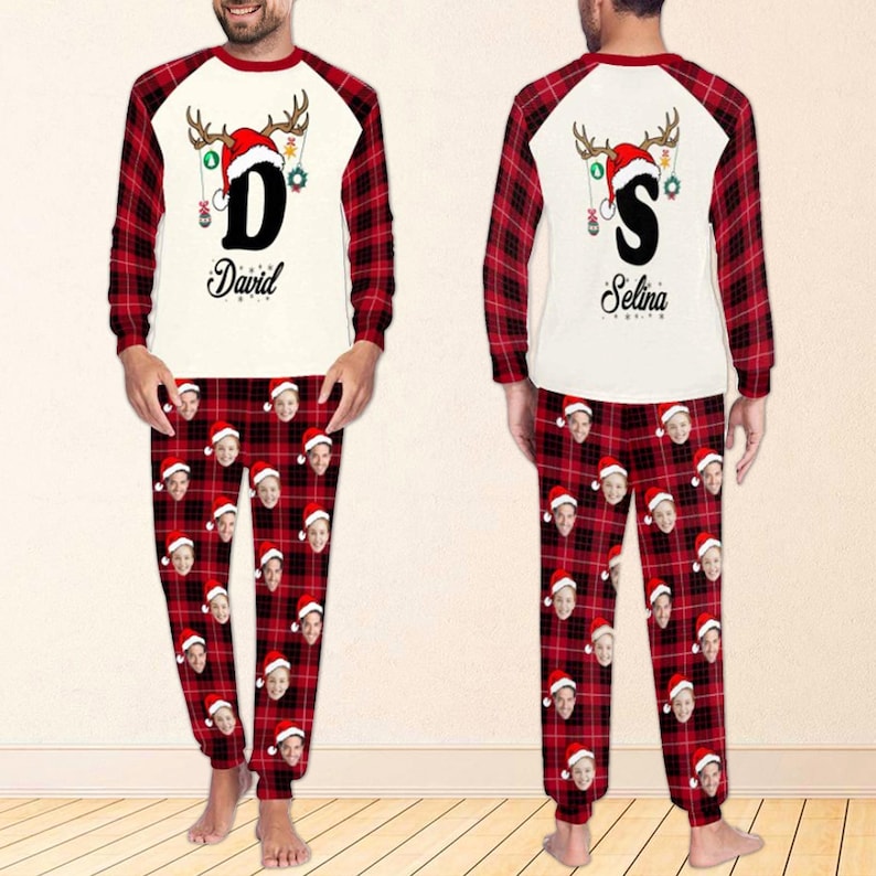 Custom Face Pajamas Set for Women Men, Couple Mathcing Pajamas, Christmas PJS, Christmas Gifts, Personalized Name PJ, Custom Face Loungewear il_794xN.6307697103_nnuw.jpg