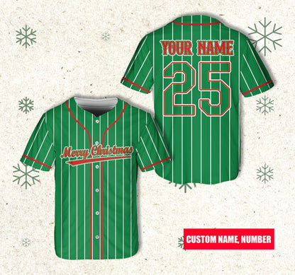 Personalized Name Christmas Baseball Jersey, Custom Merry Christmas Family Group Matching Jersey, Holiday Christmas Gift For Baseball Lovers