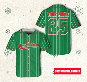 Personalized Name Christmas Baseball Jersey, Custom Merry Christmas Family Group Matching Jersey, Holiday Christmas Gift For Baseball Lovers