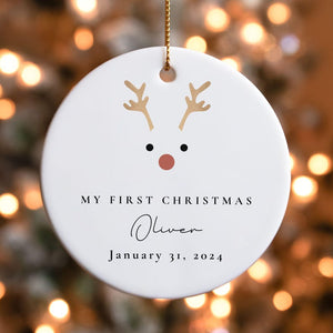 Personalized Baby s First Christmas Reindeer Ornament New Baby Christmas Gift Family Keepsake - Baby s 1st Xmas Decoration