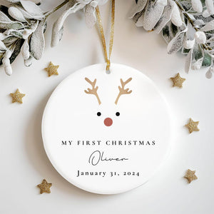 Personalized Baby s First Christmas Reindeer Ornament New Baby Christmas Gift Family Keepsake - Baby s 1st Xmas Decoration