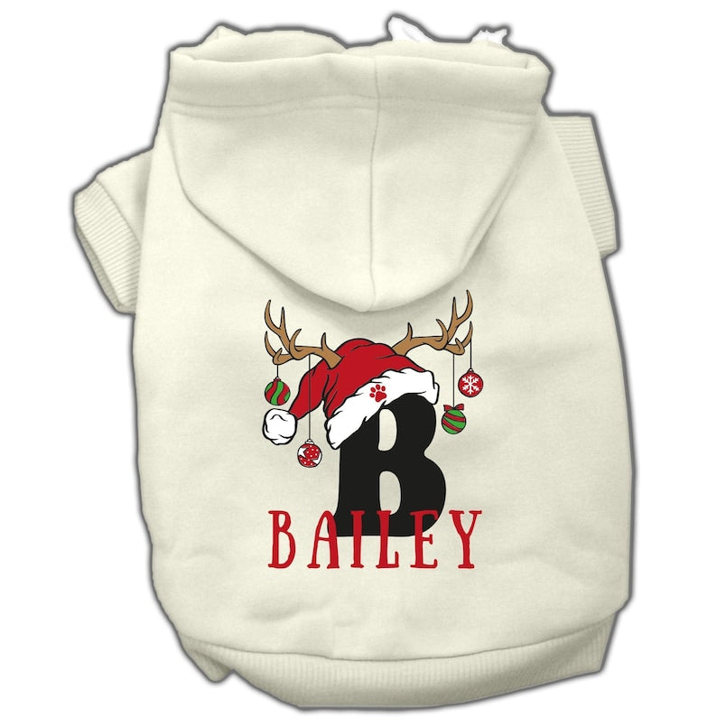 Personalized Christmas Pet Shirt, Hoodie, or Bandana - Monogram Letter with Santa Hat | Custom Holiday Pet Outfit