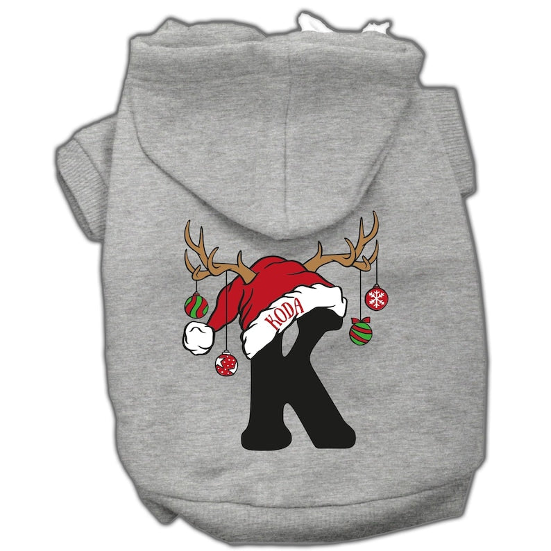 Personalized Christmas Pet Shirt, Hoodie, or Bandana - Monogram Letter with Santa Hat | Custom Holiday Pet Outfit