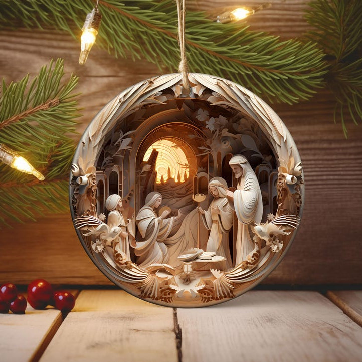 Nativity Scene Ornament, Holiday Gift Idea, Christmas Tree Decor, Religious Gift, Ornament Exchange Gift, Christian Christmas Ornament
