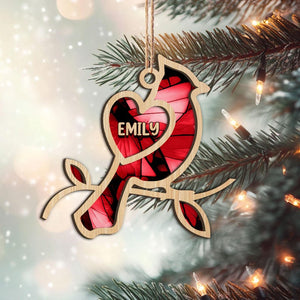 Personalized Cardinal Layered Wood Ornament, Custom Bird Christmas Tree Ornament, Cardinal Christmas Home Decor, Memorial Ornament Gifts