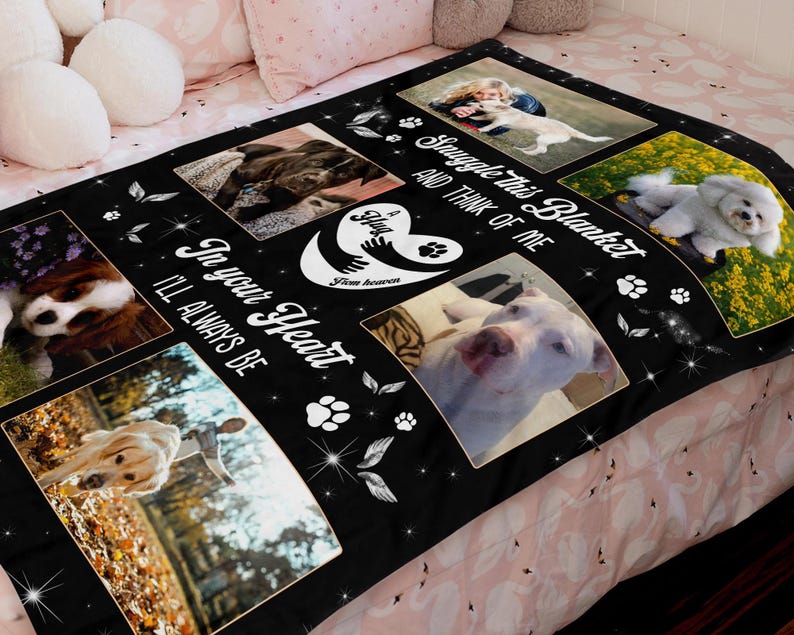 Personalized Dog Photo Blanket, Pet Blanket with Pictures, Pet Memorial Gifts, Dog Loss Gift, Pet Loss Keepsake, Gift for Dog Mom Dog Dad