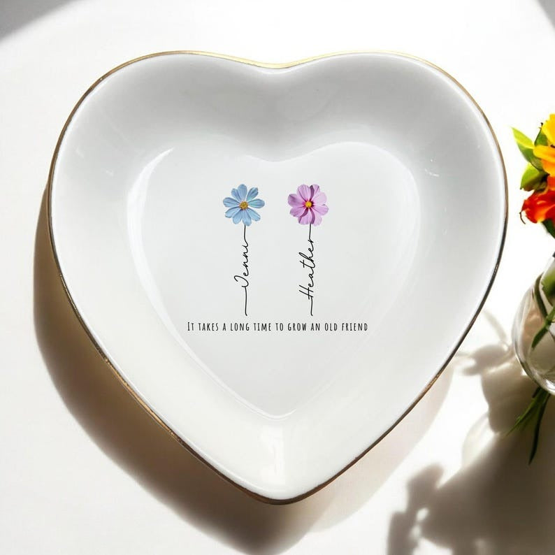 Personalized Friendship Ring Dish/Sisters Birthday Gift/Friends Gift/Bestie Gift/Friendship Gifts/If friends were flowers/Graduation Gifts