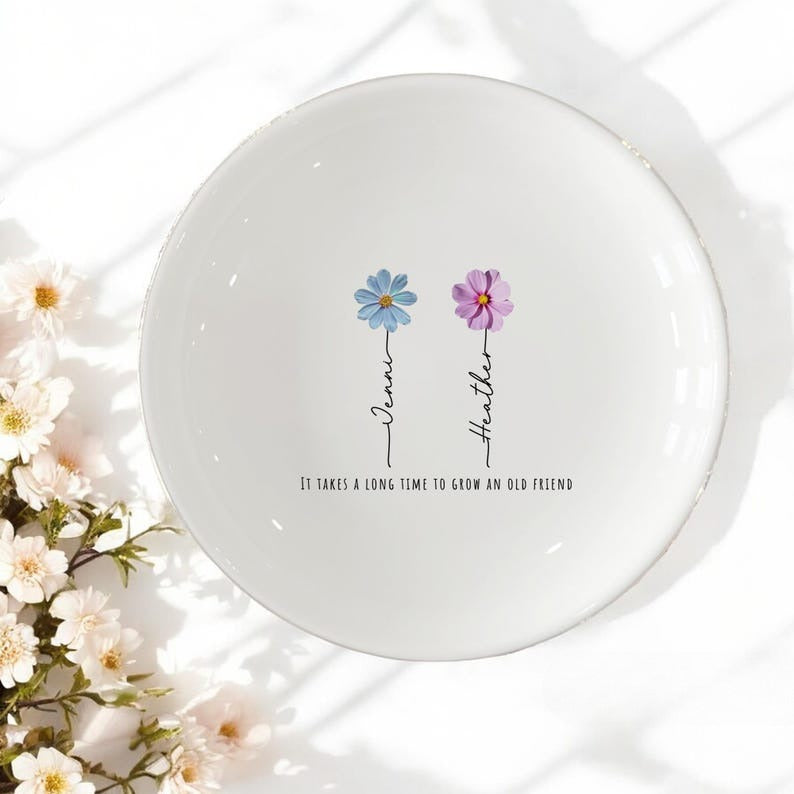 Personalized Friendship Ring Dish/Sisters Birthday Gift/Friends Gift/Bestie Gift/Friendship Gifts/If friends were flowers/Graduation Gifts