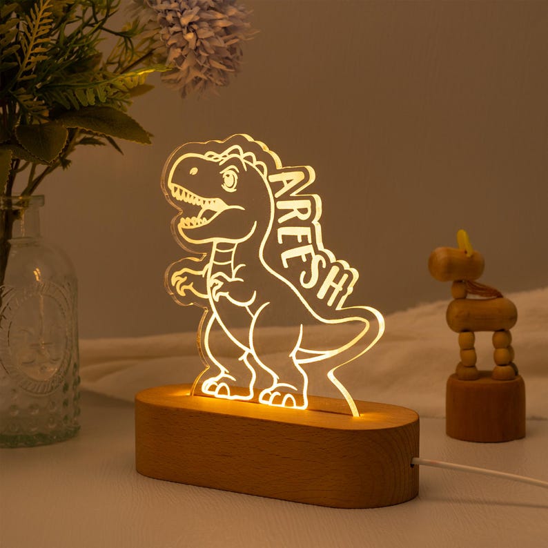 Personalized Dinosaur Night Light Room Decor,Custom Name Light Gifts for Kids,Cute Night Lamp,Kids Birthday Gift,Personalized Gifts