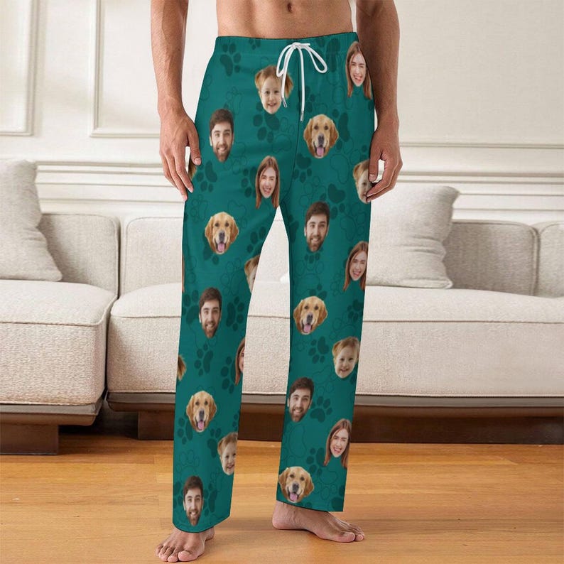 Custom Dog Cat portrait Pajama Pants with Face,Custom Photo Pajama Pants,Custom Pet Face Picture Pajama Pants,Personalized gift for Birthday