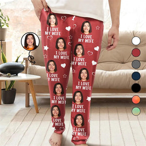 Custom Photo Funny I Love My Lover - Personalized Pajama Pants