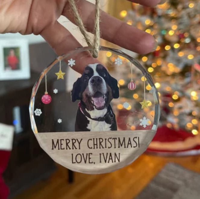 Dog's First Christmas Ornament, Dog Christmas Ornaments, Personalized Dog Photo Ornament, Pet Ornament First Christmas, Dog Christmas Gifts