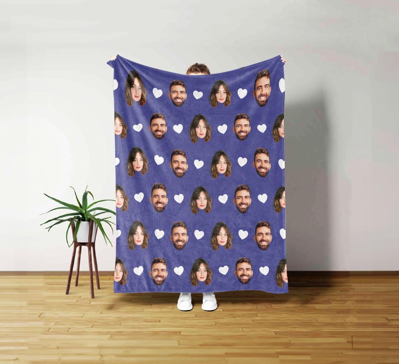 Personalized Face Blanket, Custom Baby Blanket, Couple Custom Blanket, Blanket With Custom Dog Face, Christmas Gift, Valentine's Day Present