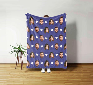 Personalized Face Blanket, Custom Baby Blanket, Couple Custom Blanket, Blanket With Custom Dog Face, Christmas Gift, Valentine's Day Present