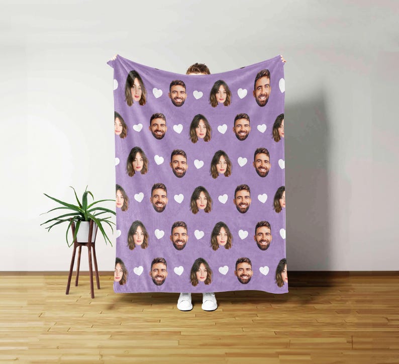 Personalized Face Blanket, Custom Baby Blanket, Couple Custom Blanket, Blanket With Custom Dog Face, Christmas Gift, Valentine's Day Present