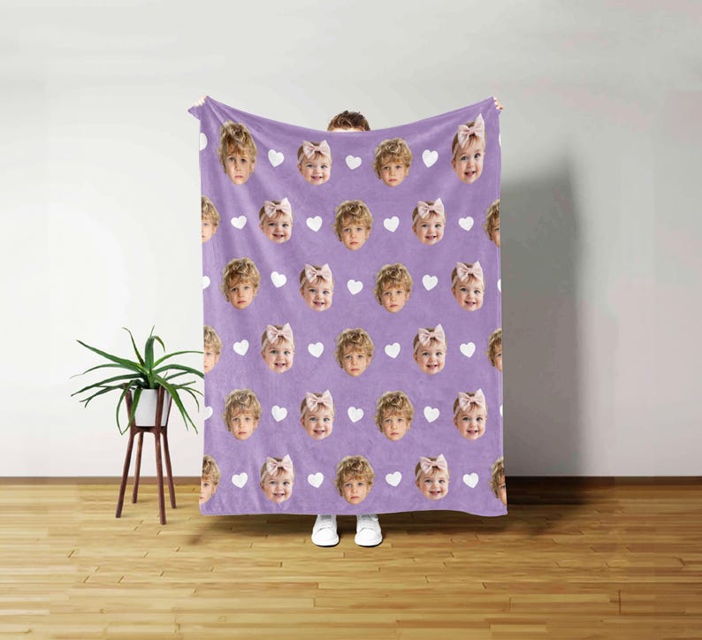 Personalized Face Blanket, Custom Baby Blanket, Couple Custom Blanket, Blanket With Custom Dog Face, Christmas Gift, Valentine's Day Present