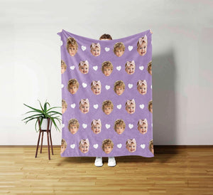Personalized Face Blanket, Custom Baby Blanket, Couple Custom Blanket, Blanket With Custom Dog Face, Christmas Gift, Valentine's Day Present
