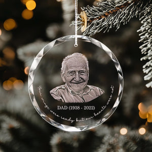 Personalized Memorial Crystal Ornament, Engraved Photo Christmas Ornament, Loss of Father Gift, Sympathy Gift, Remembrance Gift