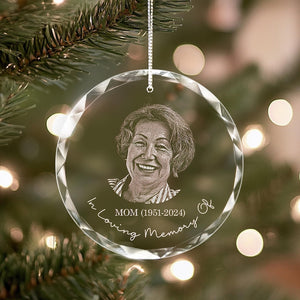 Personalized Memorial Crystal Ornament, Engraved Photo Christmas Ornament, Loss of Father Gift, Sympathy Gift, Remembrance Gift