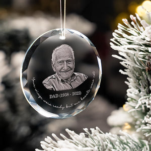 Personalized Memorial Crystal Ornament, Engraved Photo Christmas Ornament, Loss of Father Gift, Sympathy Gift, Remembrance Gift