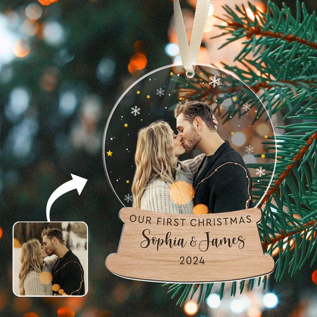 Personalized First Christmas Ornament: Couple Photo, Anniversary Gift
