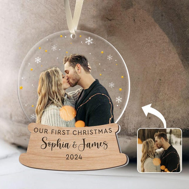 Personalized First Christmas Ornament: Couple Photo, Anniversary Gift
