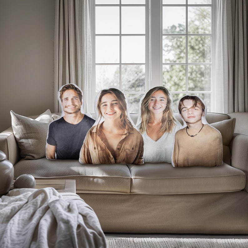 Custom Face Photo Pillow: Personalized Pet Portrait Pillows, Unique Couple Cushion Pet Memorial Gift