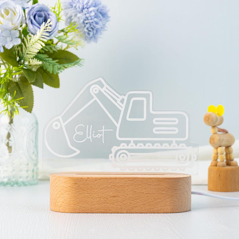 Personalised Tractor Night Light,Nursery Decor,Kids Gift,Night Light,Children's Night Light,Digger Light,Tractor Light,Holiday Gift for Boy