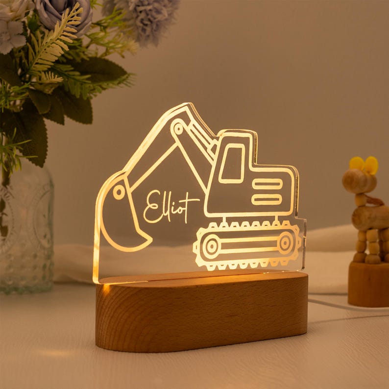 Personalised Tractor Night Light,Nursery Decor,Kids Gift,Night Light,Children's Night Light,Digger Light,Tractor Light,Holiday Gift for Boy
