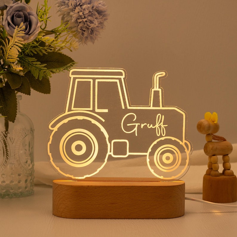 Personalised Tractor Night Light,Nursery Decor,Kids Gift,Night Light,Children's Night Light,Digger Light,Tractor Light,Holiday Gift for Boy