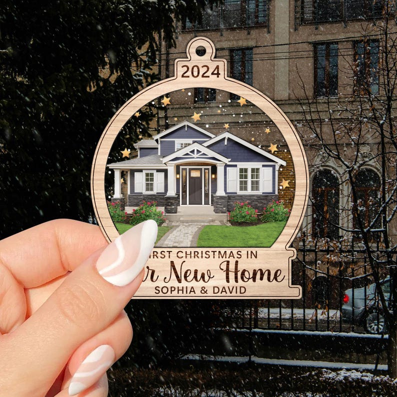 Personalized New Home Ornament, Custom Home Photo Ornament, Housewarming Christmas Gift, New House Gifts, Keepsake Gift For Newlywed Couples