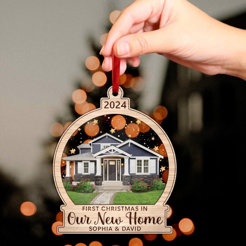 Personalized New Home Ornament, Custom Home Photo Ornament, Housewarming Christmas Gift, New House Gifts, Keepsake Gift For Newlywed Couples