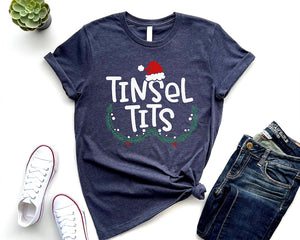 Christmas Couples Shirts,Jingle Balls,Tinsel Tits,Funny Matching Couples Shirts,Couples First Christmas T Shirts,Funny Christmas Gift Shirts