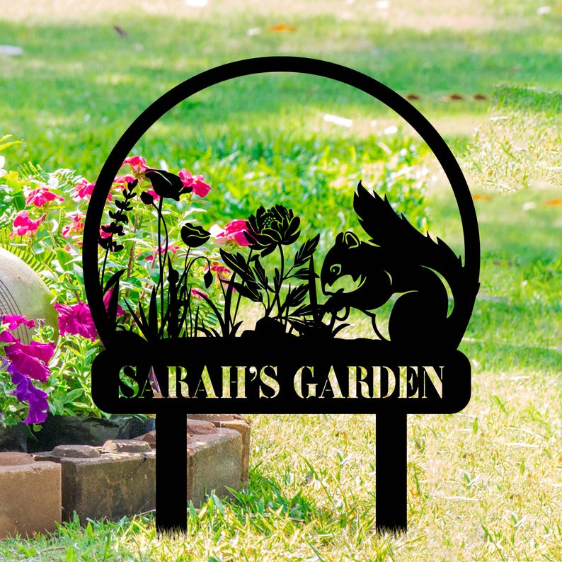 Custom Your Garden Sign, Personalized Animal Metal Garden Sign, Gardener Name Sign, Gardener Gift, Yard Sign Yard Decor,Gift for Mom Grandma