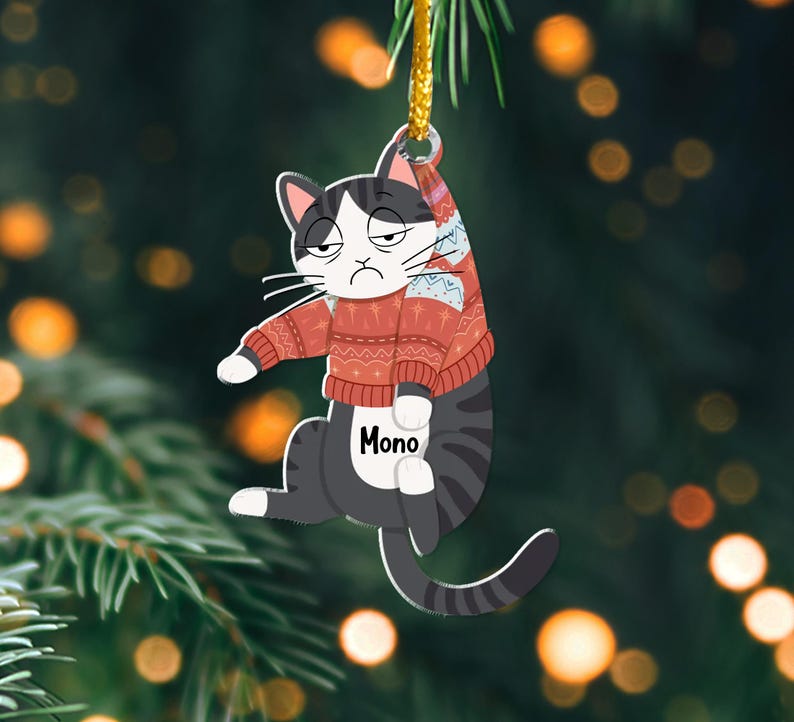 Personalized Cat Christmas Ornament, Custom Hanging Cats Ornament, Christmas Gifts, Custom Pets Ornament, Gift For Cat Lovers, Cat Mom Gifts