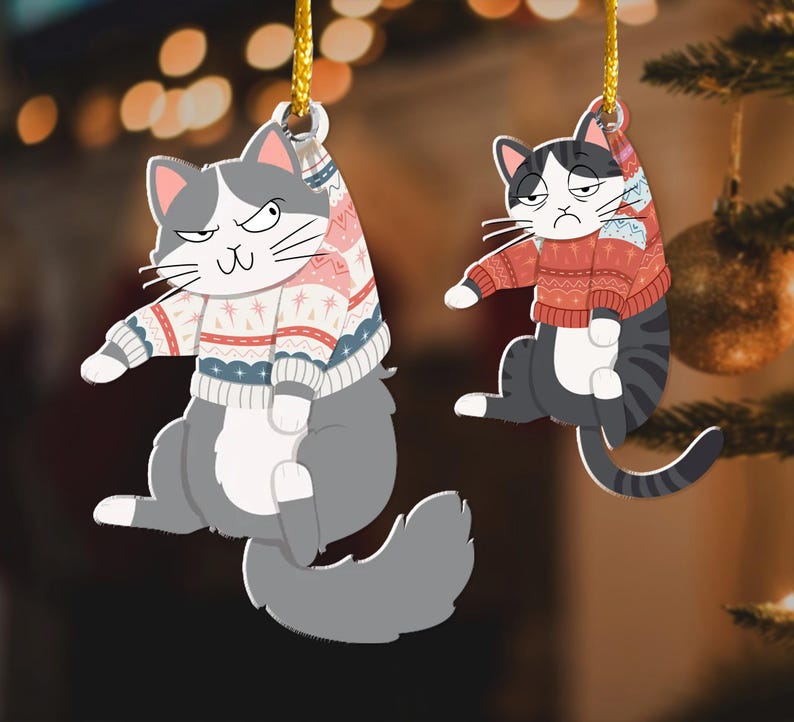 Personalized Cat Christmas Ornament, Custom Hanging Cats Ornament, Christmas Gifts, Custom Pets Ornament, Gift For Cat Lovers, Cat Mom Gifts