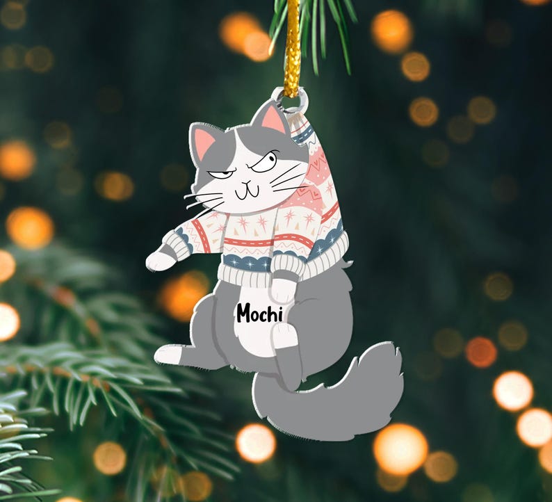 Personalized Cat Christmas Ornament, Custom Hanging Cats Ornament, Christmas Gifts, Custom Pets Ornament, Gift For Cat Lovers, Cat Mom Gifts