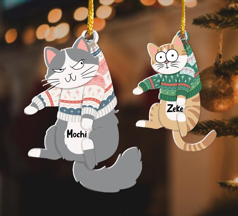 Personalized Cat Christmas Ornament, Custom Hanging Cats Ornament, Christmas Gifts, Custom Pets Ornament, Gift For Cat Lovers, Cat Mom Gifts