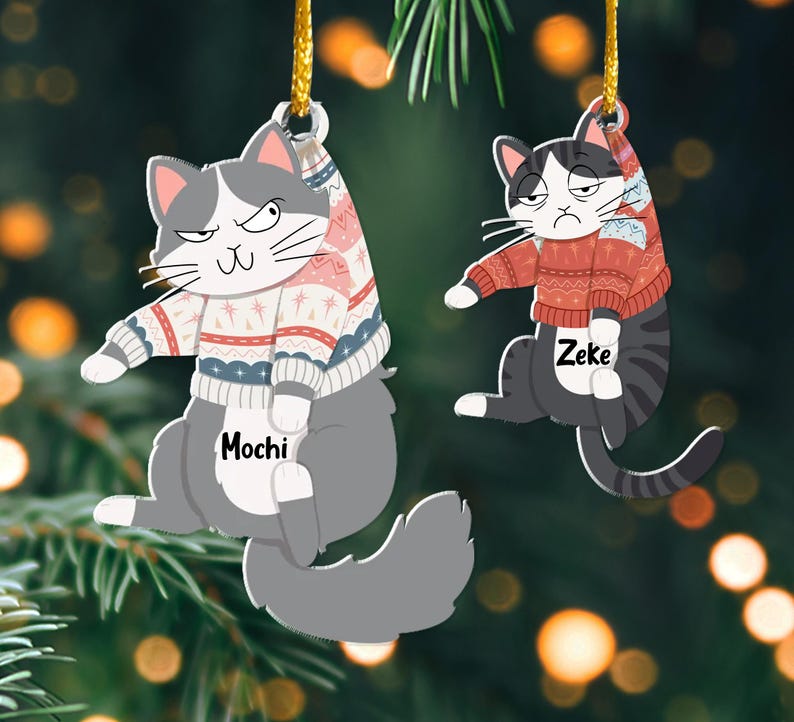 Personalized Cat Christmas Ornament, Custom Hanging Cats Ornament, Christmas Gifts, Custom Pets Ornament, Gift For Cat Lovers, Cat Mom Gifts