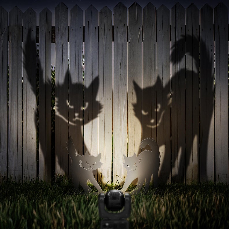 Black Cat Metal Yard Stake, Halloween Decor Outdoor Scardy Cat Creepy Cat Yard Stake, Black Cat Decor, Metal Cat Sign Halloween Yard Decor