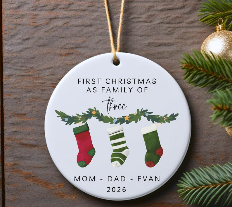 Family of Three Christmas Ornament - Family of 3 - Family Ornament - Personalized Baby's First Christmas Ornament First Christmas Ornament