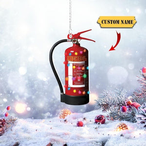 Personalized Firefighter Extinguisher Christmas Ornament 2D , Firefighter Keepsake Xmas Tree Decor 2024, Gift For Firefighter , Gift For Dad