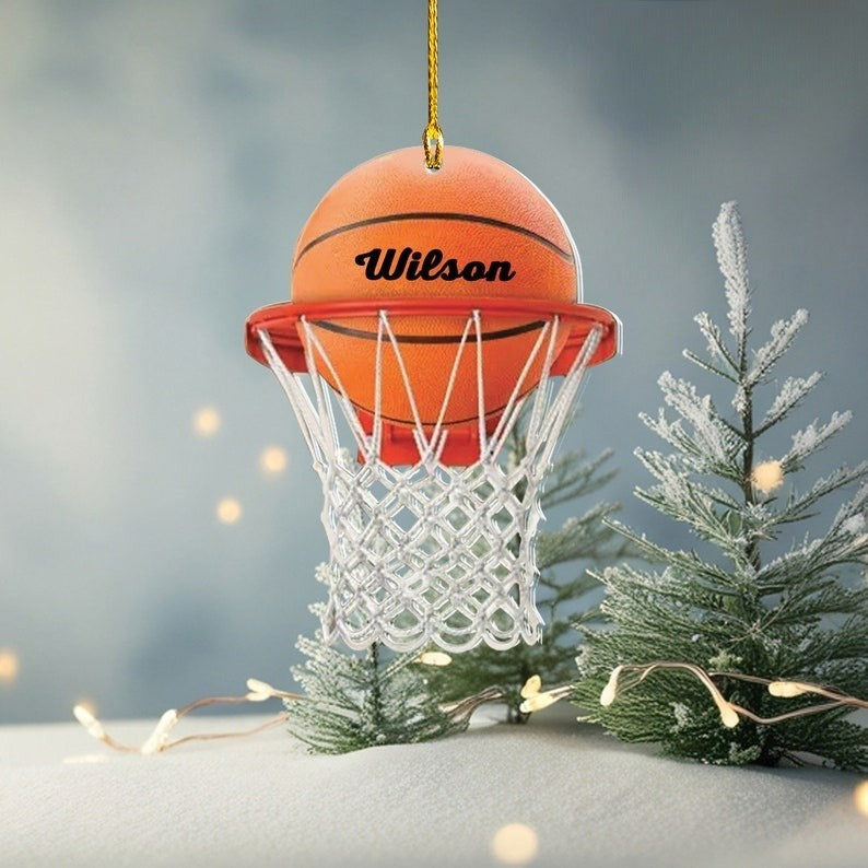 Personalized Basketball Ornament 2D, Custom Basketball Players Gift, Xmas Gift For Boy, Basketball Team Gift, Sports Christmas Ornament 2024