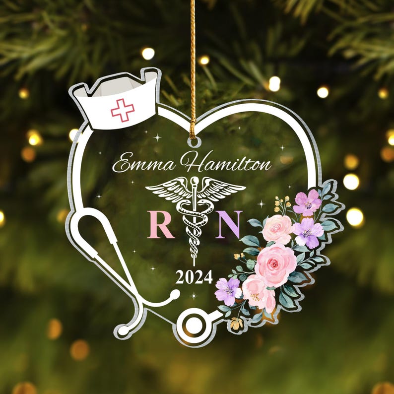 Registered Nurse Christmas Ornament, Personalized RN Nurse Gift,First Christmas As A RN Ornament,New Nurse Ornament,Nurse Christmas Ornament