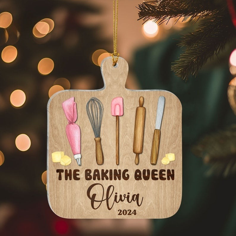 Personalized Baking 2D Flat Printed Acrylic Ornament Not 3D, Christmas Baking Acrylic Ornament, Gift for Baker, Pastry Chef, Chef Ornament