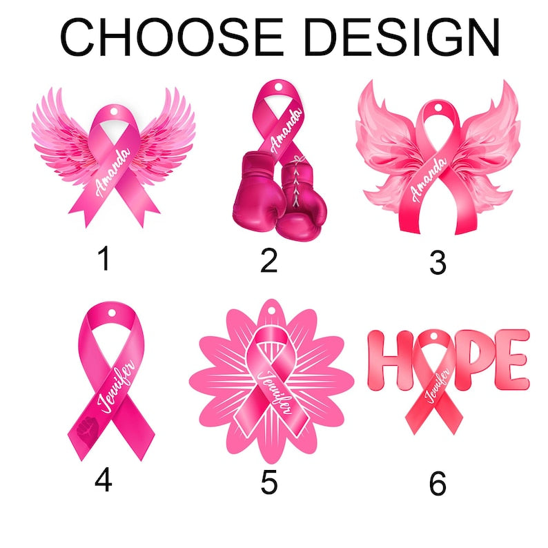 Personalized Breast Cancer Ornament Awareness Gifts, Pink Boxing Gloves Ribbon, Custom Breast Cancer Ornament, Cancer Ribbon Ornament