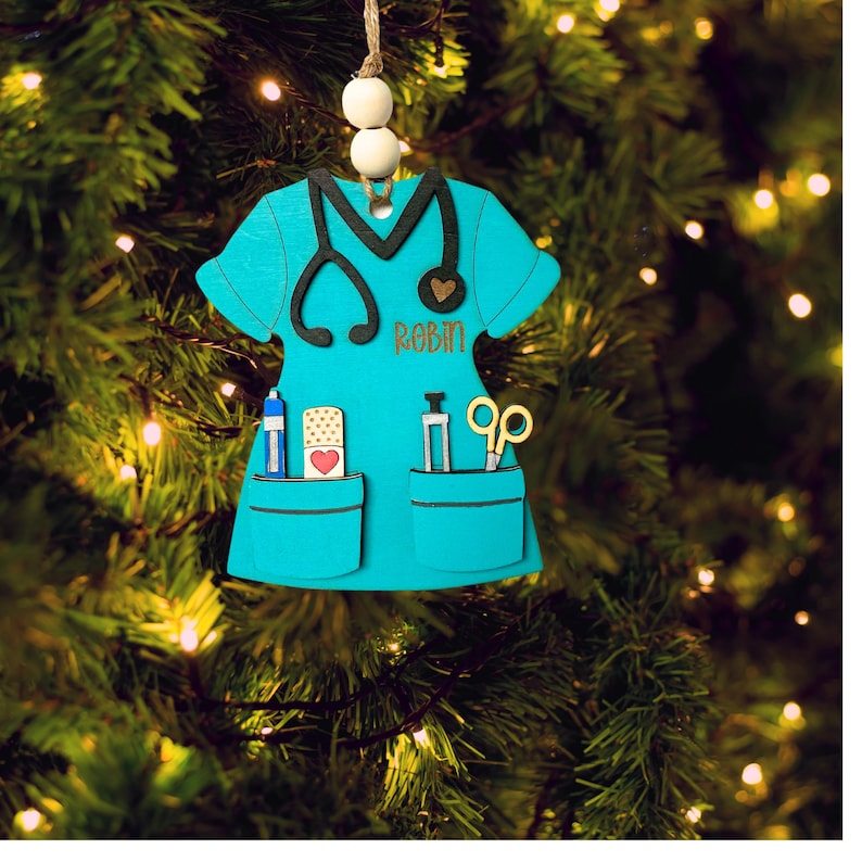 Nurse Christmas Ornament, Medical Scrubs Co Worker Gift, RN Student Graduation, LPN Personalised Doctor Gift, Health Care Appreciation Week