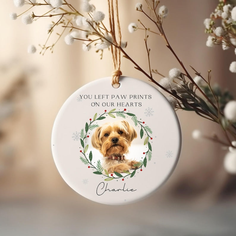 Personalised Pet Photo Christmas Memorial Bauble, Dog Photo Memorial Bauble, Pet Memorial Xmas Tree Ornament, Pet Xmas Gifts